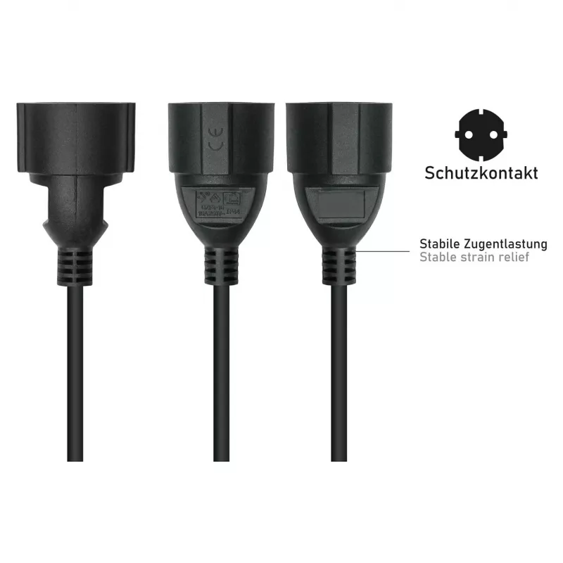 Kabelmeister netkabel C14 naar Schuko stopcontact zwart 0,5m