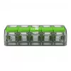 WAGO 221-425 5-aderige compacte verbinder met hendels, transparant/oranje