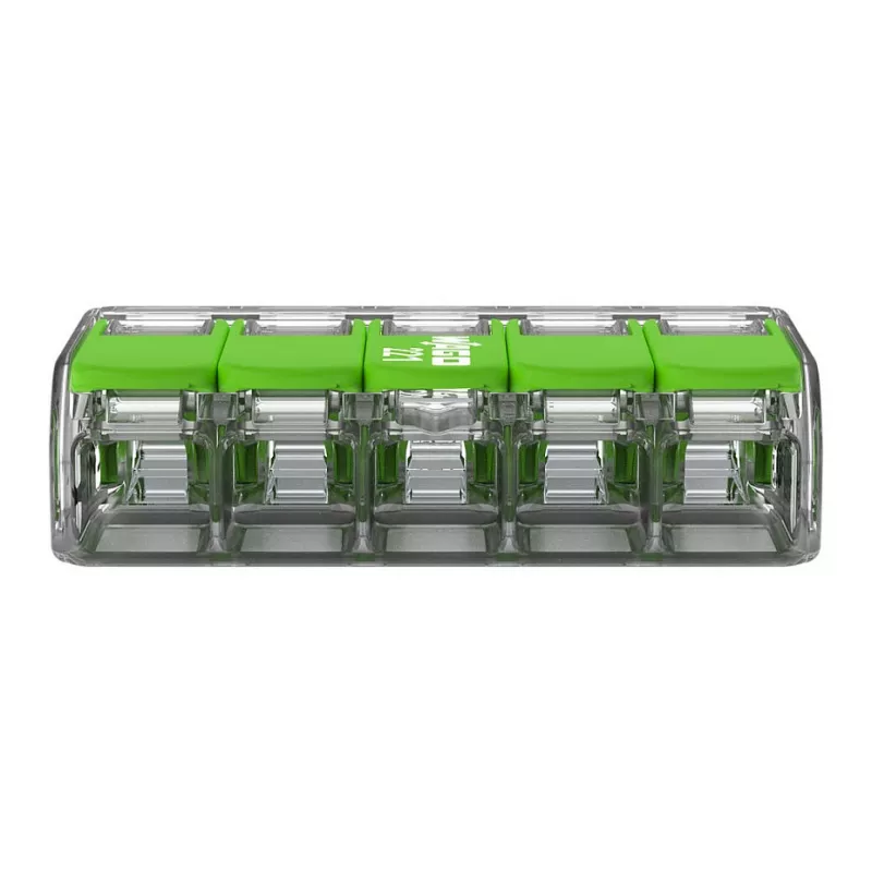 WAGO 221-425 5-aderige compacte verbinder met hendels, transparant/oranje