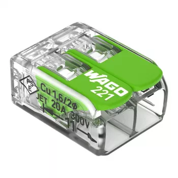 WAGO 221-422 2-aderige compacte lasverbinder, 0,14-4 mm², transparant/oranje