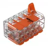 WAGO 221-420 compacte lasverbinder met hendels, 10-aderig, 0,2-4 mm², transparante behuizing, oranje hendel, 10-pack