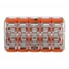 WAGO 221-420 compacte lasverbinder met hendels, 10-aderig, 0,2-4 mm², transparante behuizing, oranje hendel, 10-pack