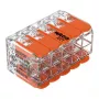 WAGO 221-420 compacte lasverbinder met hendels, 10-aderig, 0,2-4 mm², transparante behuizing, oranje hendel, 10-pack