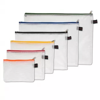 FolderSys 6-delige ritssluiting documententassen assortiment - A6, B6, A5, B5, A4, B4 - transparant