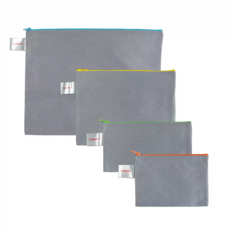 FolderSys A5 grijs ondoorzichtig ritszakje van PP-vlies 190 x 255 mm