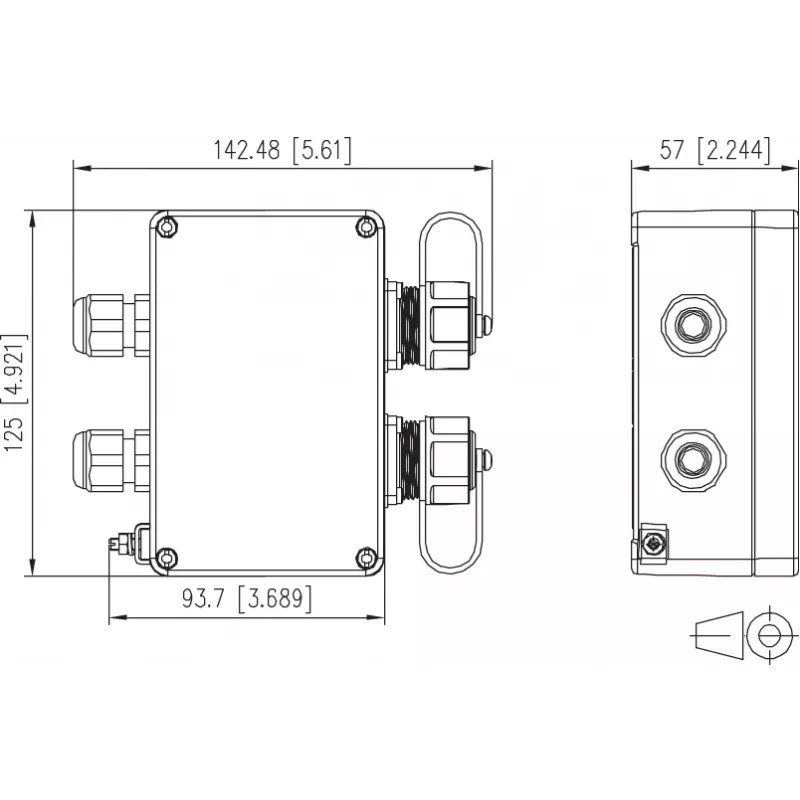 METZ CONNECT 1401010620ME industriële Ethernet-aansluitdoos, grijs, metaal, IP67, 124x78x57 mm