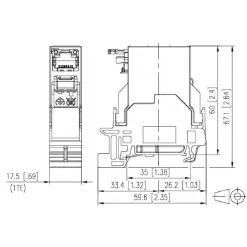 METZ CONNECT RJ45 Keystone-module Cat.6A STP grijs (RAL 7035) 1401906113KE