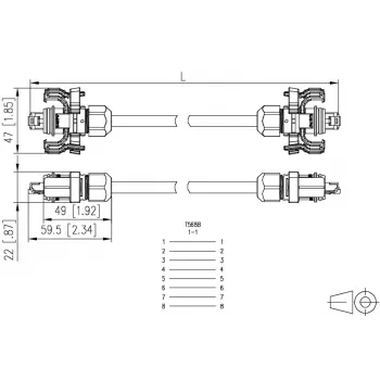METZ CONNECT E-DAT Industry patchkabel V6 IP67 Cat6 SF/UTP 15m geel