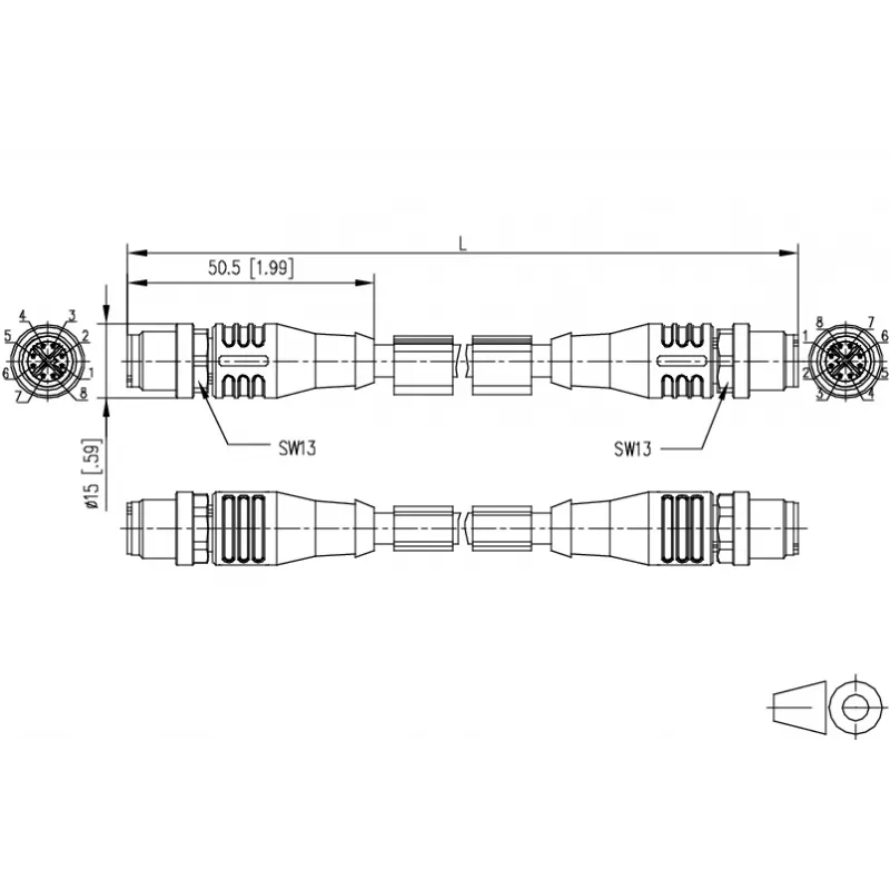 METZ CONNECT M12 naar RJ45 patchkabel, Cat.5e, 2m, D-gecodeerd, PUR, groen