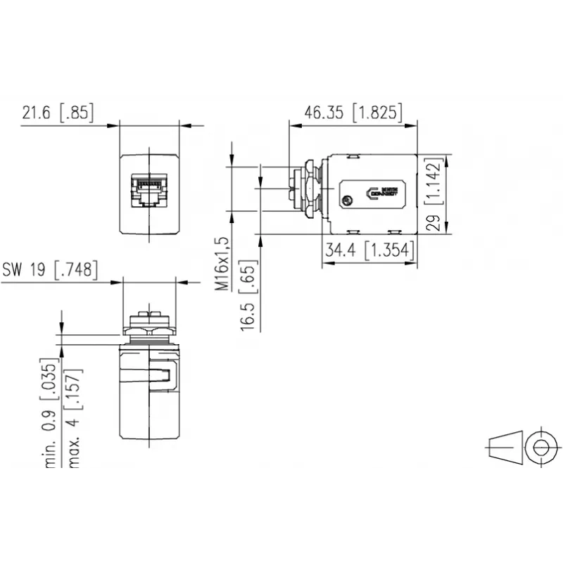 METZ CONNECT M12 D-gecodeerde bus, 8-polig, schroefaansluiting, afgeschermd, IP67