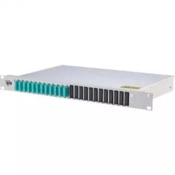 METZ CONNECT 150255BA12-E 1U 24-poorts LC-duplex OM4 glasvezel patchpaneel - grijs (RAL 7035)