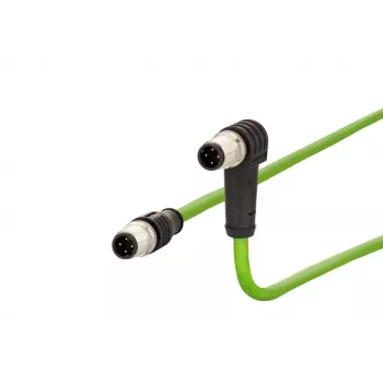 METZ CONNECT M12 haakse naar rechte patchkabel, D-gecodeerd, 4-polig, 10 m, afgeschermd, PUR, groen