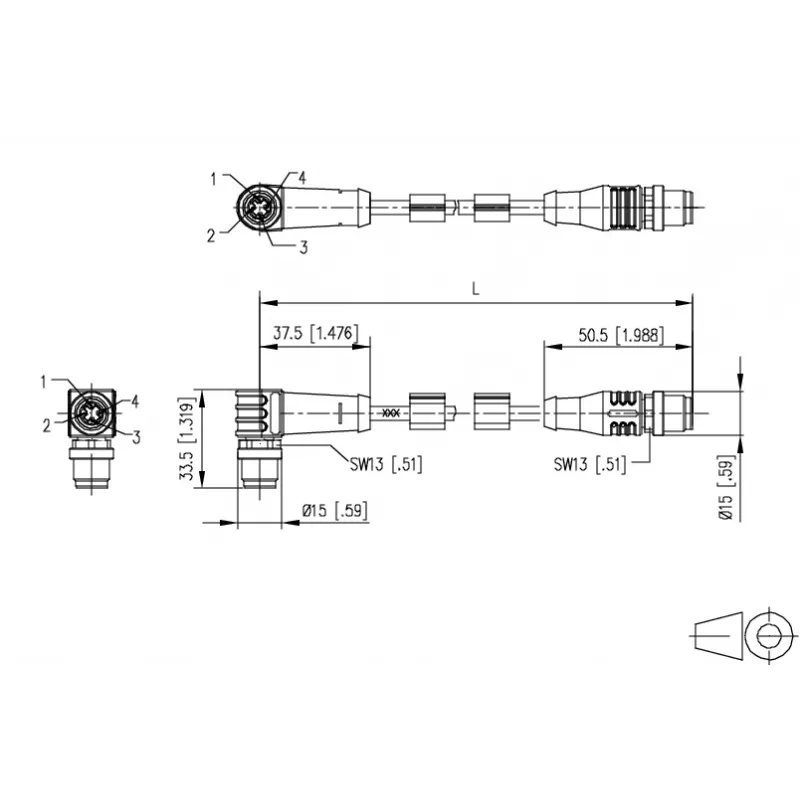 METZ CONNECT M12 Industrial Ethernet-patchkabel, D-gecodeerd, 4-polig, 5,0 m, afgeschermd, groen