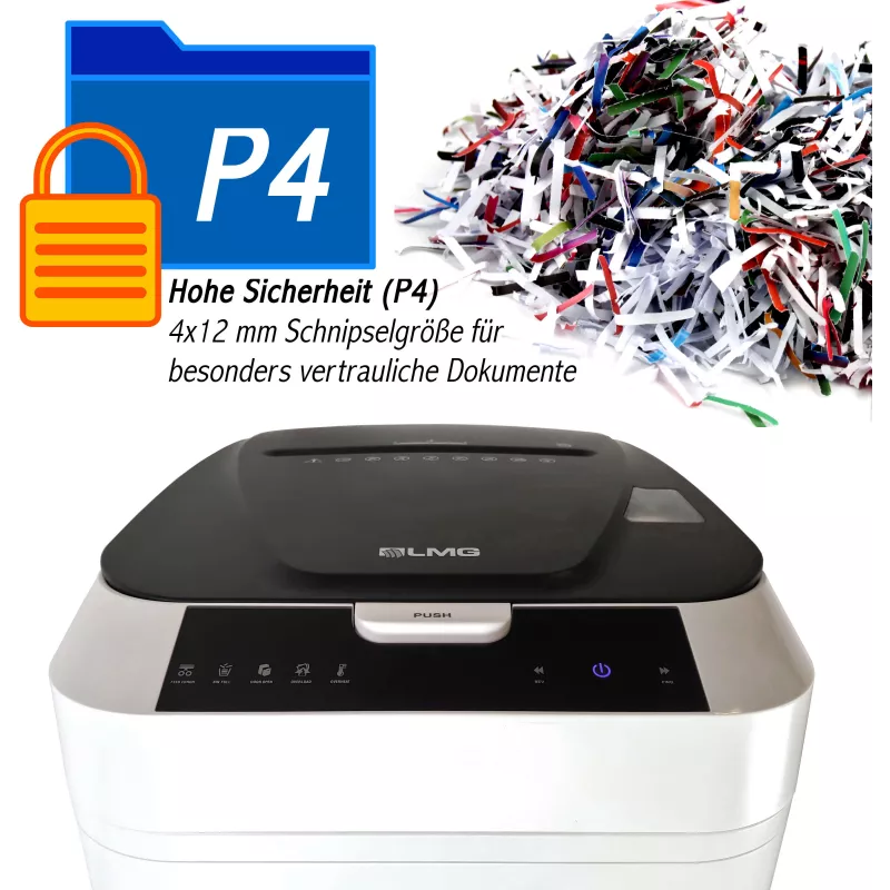 LMG AUTO180P4 cross-cut papierversnipperaar, P-4, 10 vellen, 18 L, zwart