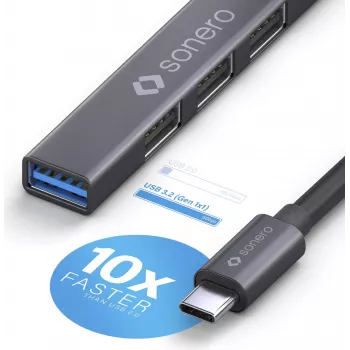 PureLink sonero USB 3.2 Gen1x1 hub - 4 poorts USB-A male - 0,50m - Space Grey