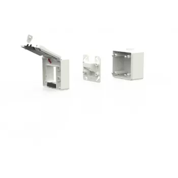 METZ CONNECT 1309470002KI IP44 opbouwmodulebehuizing met klepdeksel en slot, 2 module-inzetten, lichtgrijs (RAL 7035)