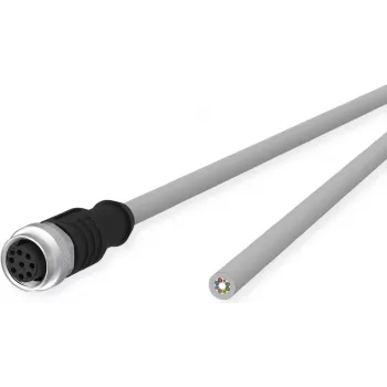 METZ CONNECT industriële Ethernet-kabel - M12 male naar open einde - 1m - ongeschermd - A-gecodeerd - grijs (142MKA20010)