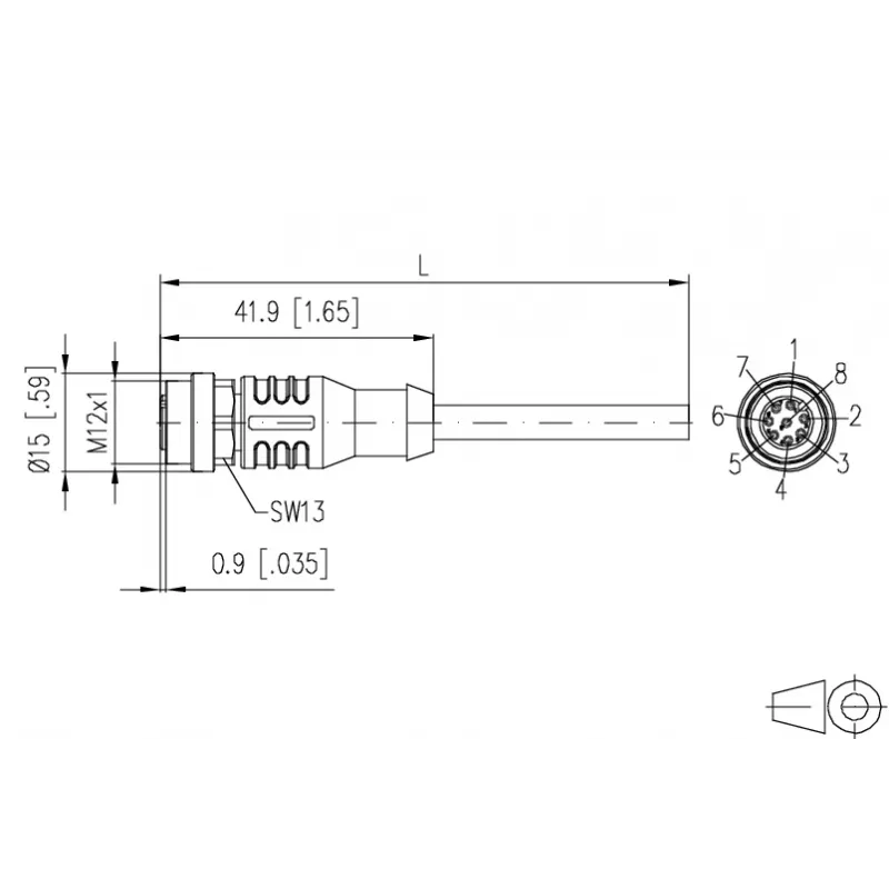 METZ CONNECT 142MKA20050 sensor-/actuatorkabel, M12 bus naar open einde, 5 m, grijs, PVC