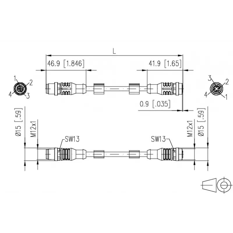 METZ CONNECT Netwerkkabel M12 (4-pins)