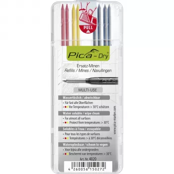 Pica DRY refills basis - grafiet, rode en gele stiften (10-pack) voor Pica-Dry Longlife drukpotlood