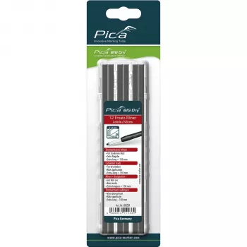 Pica BIG DRY navullingen schrijnwerker 2H - 12 minen, rechthoekig 2x5 mm, 150 mm, zwart grafiet