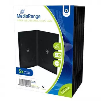 MEDIARANGE Retail Pack dvd-doos dubbel - dvd-videobox - capaciteit: 2 cd/dvd - zwart (verpakking van 5)