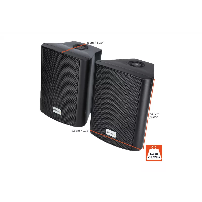 celexon 525-B actieve luidsprekerset 2-weg, 2 x 30 W RMS, met wandsteunen, zwart (1000003398)