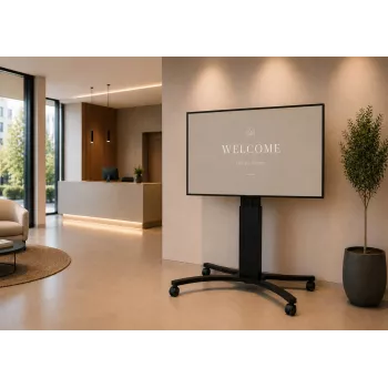 celexon Expert Adjust-4286MB mobiele displaywagen voor 42 inch-86 inch schermen, geanodiseerd aluminium, zwart (RAL 9005)