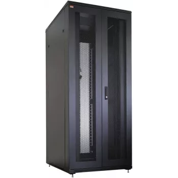 IT-BUDGET 19 inch netwerkkast SRK - compleetset - 42U - 800x800 mm - geperforeerde dubbele deuren voor en achter - 4 actieve ventilatoren - PDU - inschuifbare planken - voorgemonteerd - zwart (99ITB19SRK4288DTSM)