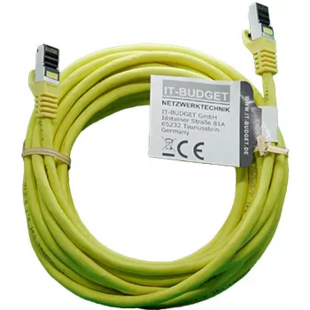 IT-BUDGET Full Copper Premium patchkabel - Flex AWG 26 - Cat.8.1 - 2000 MHz - halogeenvrij - PoE+ - 40 Gbit - geel - 5 m