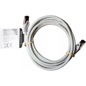 IT-BUDGET Full Copper Premium patchkabel - Flex AWG 26 - Cat.8.1 - 2000 MHz - halogeenvrij - PoE+ - 40 Gbit - grijs - 2 m