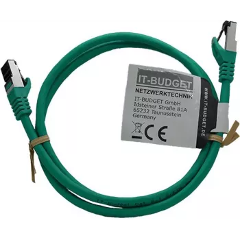 IT-BUDGET Full Copper Premium patchkabel - Flex AWG 26 - Cat.8.1 - 2000 MHz - halogeenvrij - PoE+ - 40 Gbit - groen - 1,5 m
