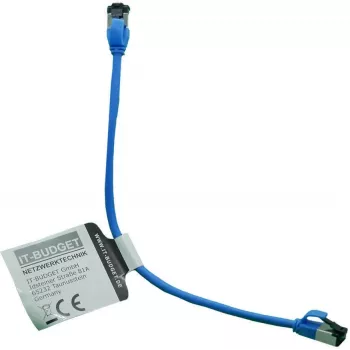 IT-BUDGET Full Copper Premium Patchkabel - Slim AWG 28 - Cat.8.1 - 2000 MHz - halogeenvrij - PoE+ - 40 Gbit - blauw - 0,15 m