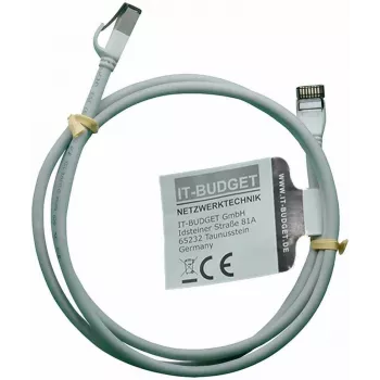 IT-BUDGET Full Copper Premium Patchkabel - Slim AWG 28 - Cat.8.1 - 2000 MHz - halogeenvrij - PoE+ - 40 Gbit - grijs - 1 m