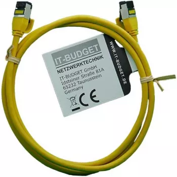 IT-BUDGET Full Copper Premium Patchkabel - Slim AWG 28 - Cat.8.1 - 2000 MHz - halogeenvrij - PoE+ - 40 Gbit - geel - 1 m