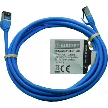 IT-BUDGET Full Copper Premium Patchkabel - Slim AWG 28 - Cat.8.1 - 2000 MHz - halogeenvrij - PoE+ - 40 Gbit - blauw - 2 m