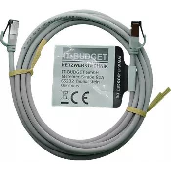 IT-BUDGET Full Copper Premium Patchkabel - Slim AWG 28 - Cat.8.1 - 2000 MHz - halogeenvrij - PoE+ - 40 Gbit - grijs - 2 m (90ITBSLIM81PK2G)