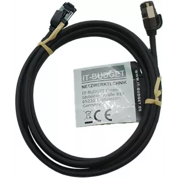 IT-BUDGET Full Copper Premium Patchkabel - Slim AWG 28 - Cat.8.1 - 2000 MHz - halogeenvrij - PoE+ - 40 Gbit - zwart - 2 m