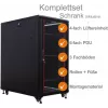 IT-BUDGET 19-inch netwerkkast SRK - compleetset - 27 HE - BxD 800x800 mm - glazen/stalen deur - 4 actieve ventilatoren - PDU - legplanken - voorgemonteerd - zwart (99ITB19SRK2788GSM)