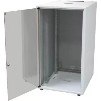 IT-BUDGET 19-inch netwerkkast SJB - 18U - 600x600 mm - glazen deur - achterwand - lichtgrijs (W-3987-01-04-011-BBL)