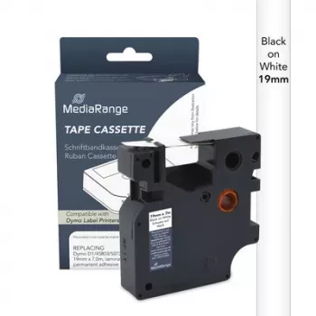 MediaRange compatibele Dymo D1 etikettenbandcassette 19mm x 7m zwart op wit (MRDY45803)