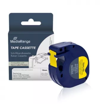 MediaRange compatibele Dymo etikettenbandcassette 12mm x 4m zwart op geel (MRDY91222)
