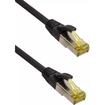 IT-BUDGET Full Copper Premium patchkabel - Super Flex TPE - Cat.6A - met Cat.7 ruwe kabel - 600 MHz - halogeenvrij - PoE+ - 10 GBit - zwart - 0,15 m