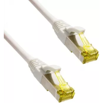 IT-BUDGET Full Copper Premium patchkabel - Super Flex TPE - Cat.6A - met Cat.7 ruwe kabel - 600 MHz - halogeenvrij - PoE+ - 10GBit - wit - 0,50 m
