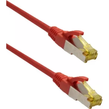 IT-BUDGET Premium patchkabel Super Flex TPE Cat.6A met Cat.7 ruwe kabel 600 MHz halogeenvrij PoE+ 10 Gigabit rood 3 m