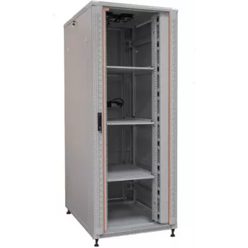 IT-BUDGET 19 inch netwerkkast SRK compleetset 42U 800x800mm glazen/stalen deur 4 ventilatoren PDU legplanken flatpack lichtgrijs (90ITB19SRK4288GG)