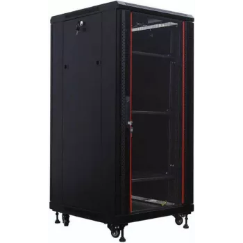 IT-BUDGET 19 inch netwerkkast SRK - 27U - 600x600 mm - deur van gehard glas/volledig staal - voorgemonteerd - zwart (99ITB19SRK2766GSNM)