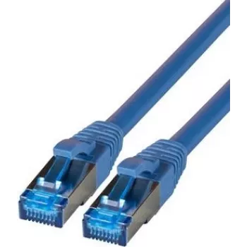 IT-BUDGET Full Copper Premium patchkabel - Super Flex TPE - Cat.6A - 500MHz - LSZH - PoE+ - AWG 27 - blauw - 0,15 m