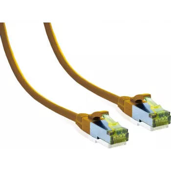 IT-BUDGET Premium Patchkabel Cat.6A met Cat.7 ruwe kabel - 600 MHz - halogeenvrij - PoE+ - 10 Gigabit - geel - 1 m