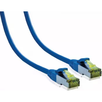 IT-BUDGET Full Copper Premium Patchkabel Cat.6A met Cat.7 ruwe kabel 600 MHz halogeenvrij PoE+ 10Gbit blauw 1,5 m